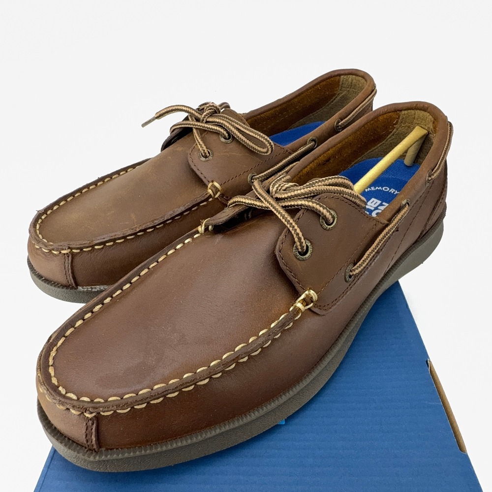 Nunn Bush Bayside Boat Brown Leather Shoes Memory Foam Moccasins Mens 10M NIB‎